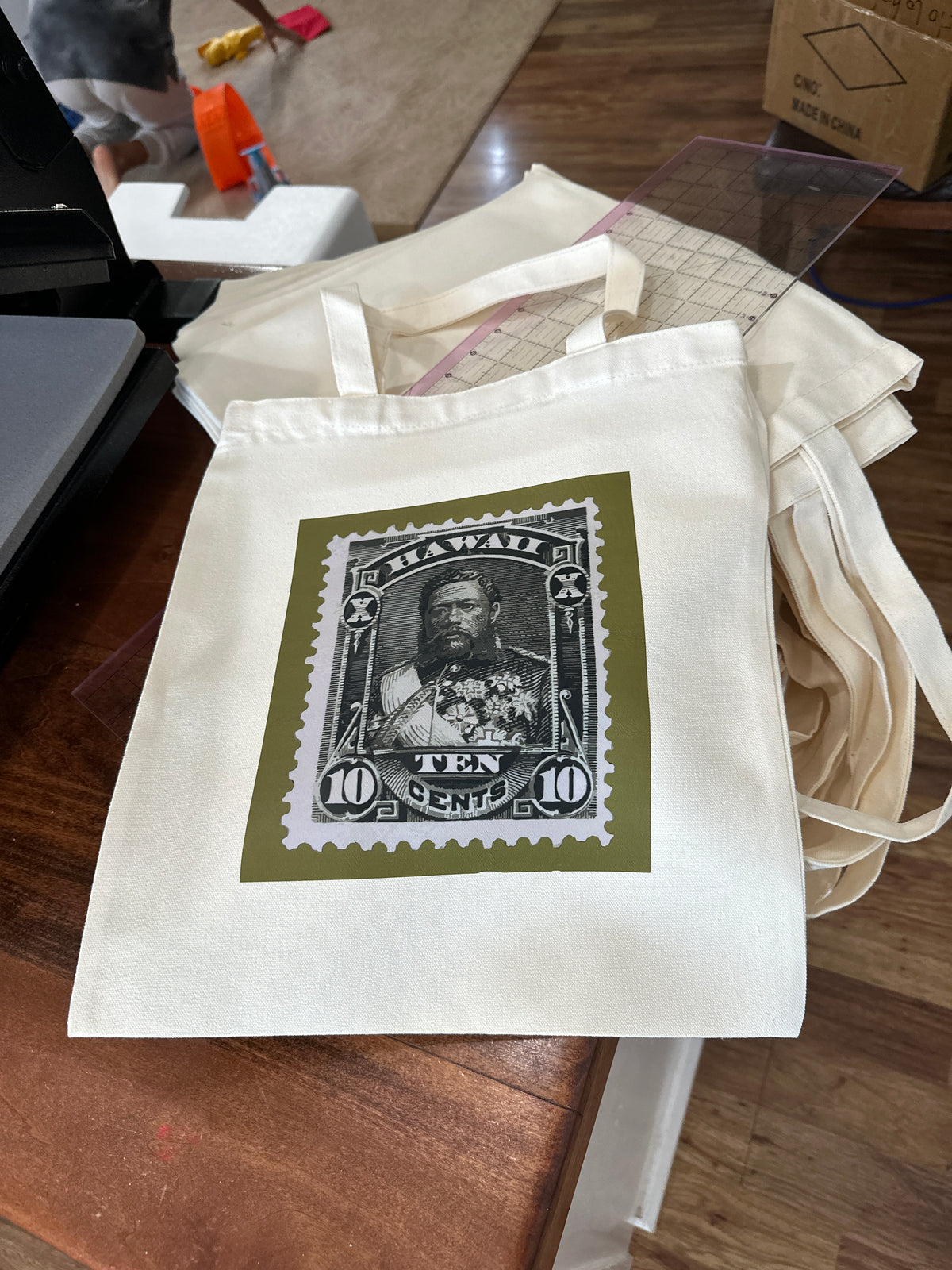 King Kalakaua Stamp Canvas Tote Bag